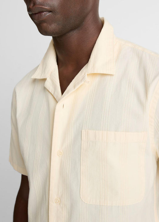 Union Stripe Cotton Short-Sleeve Loop-Collar Shirt in Short Sleeve | VINCE Men
