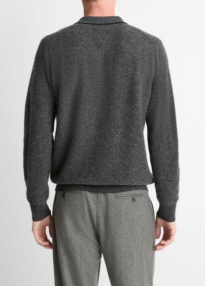 Feed Stripe Plush Cashmere Johnny-Collar Sweater in Cashmere | VINCE Men