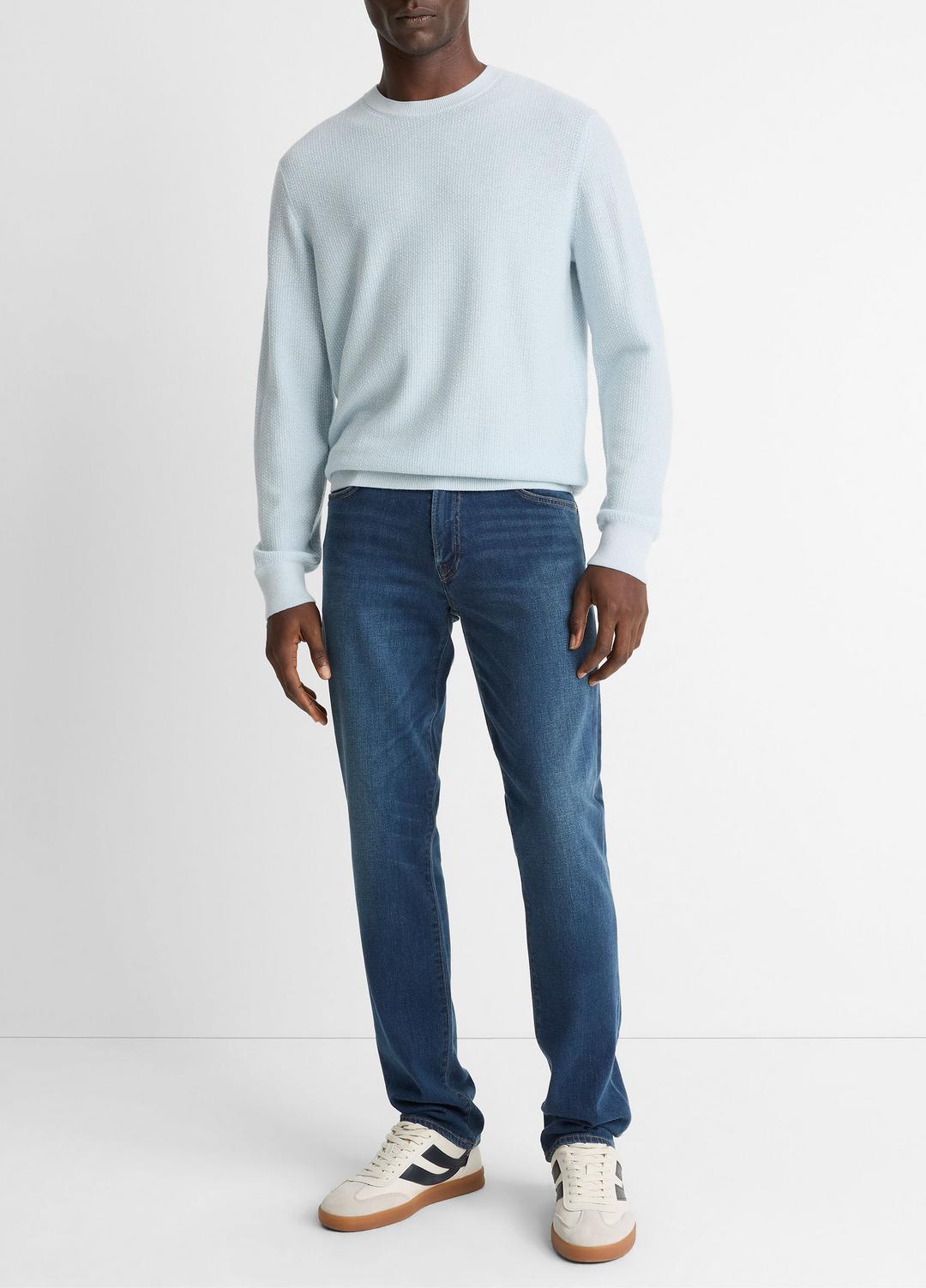 Geo-Jacquard Wool-Blend Crew Neck Sweater in Crew Neck | VINCE Men