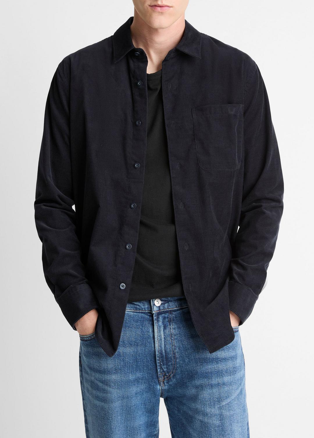 Italian Cotton Corduroy Button-Front Shirt in Long Sleeve | VINCE Men