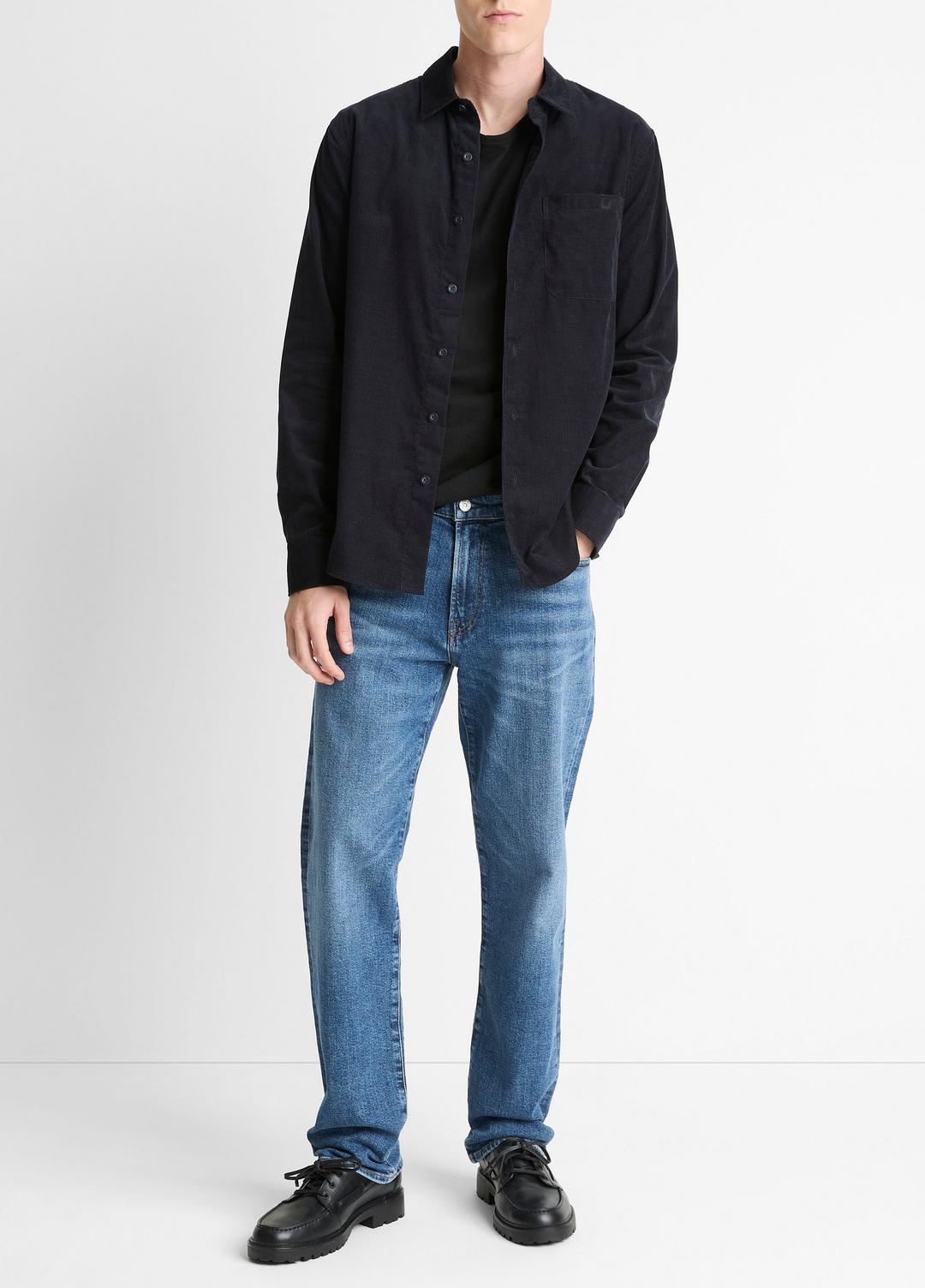 Italian Cotton Corduroy Button-Front Shirt in Long Sleeve | VINCE Men