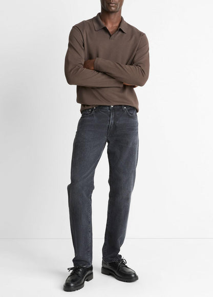 Milano Pima Cotton-Blend Johnny-Collar Shirt in Long Sleeve | VINCE Men