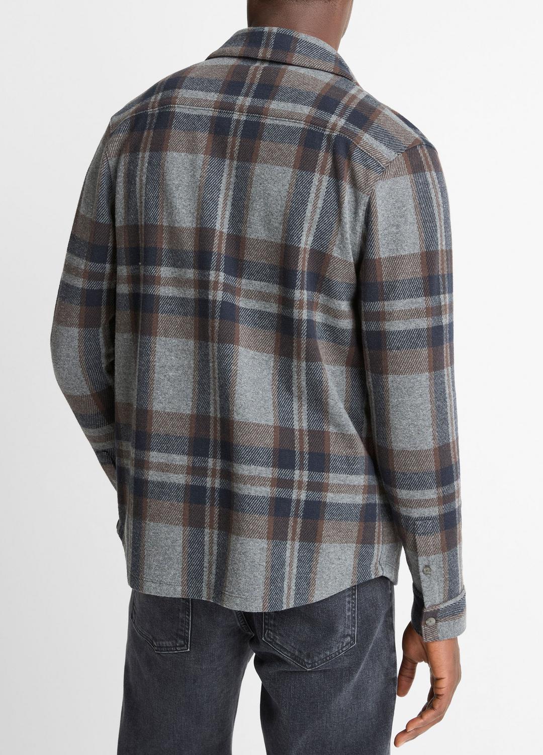 Plaid Cotton-Blend Shirt Jacket in Shirt Jackets | VINCE Men