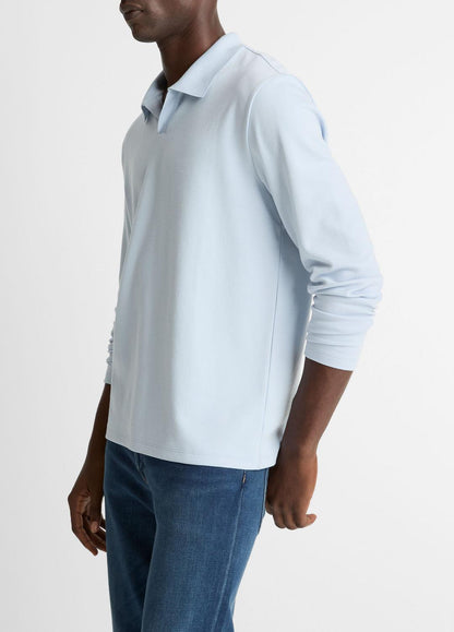 Milano Pima Cotton-Blend Johnny-Collar Shirt in Long Sleeve | VINCE Men