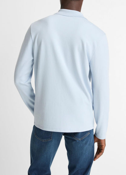Milano Pima Cotton-Blend Johnny-Collar Shirt in Long Sleeve | VINCE Men