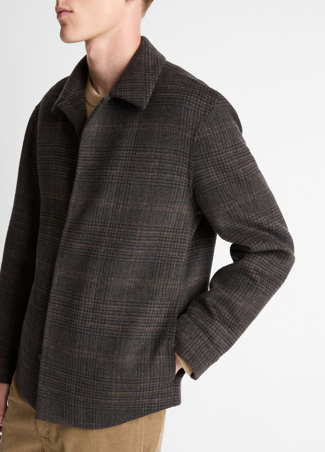 Plaid Splittable Wool-Blend Shirt Jacket in Shirt Jackets | VINCE Men