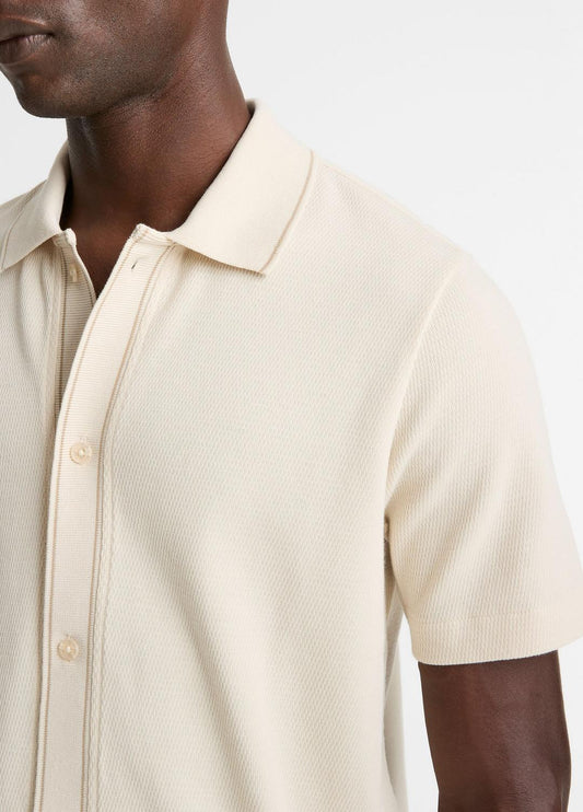 Jacquard-Knit Cotton Short-Sleeve Button-Front Shirt in Short Sleeve | VINCE Men
