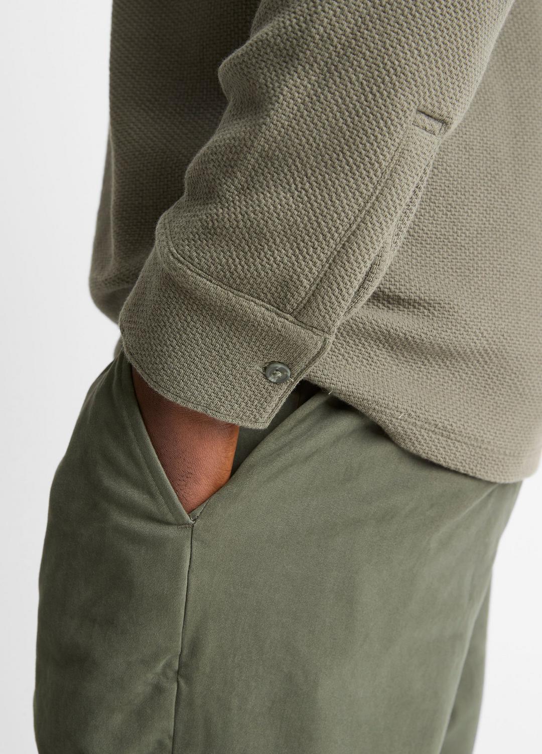Basket-Weave Cotton Long-Sleeve Polo Shirt in Henleys & Polos | VINCE Men