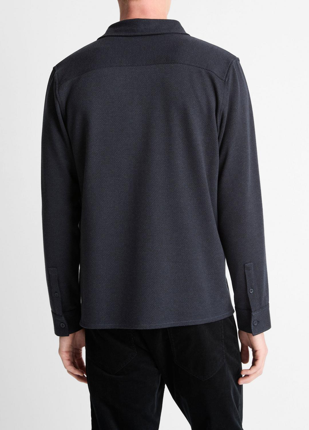 Herringbone Cotton-Blend Button-Front Shirt in Long Sleeve | VINCE Men