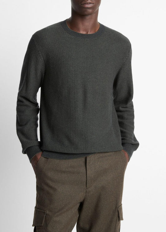 Geo-Jacquard Wool-Blend Crew Neck Sweater in Crew Neck | VINCE Men