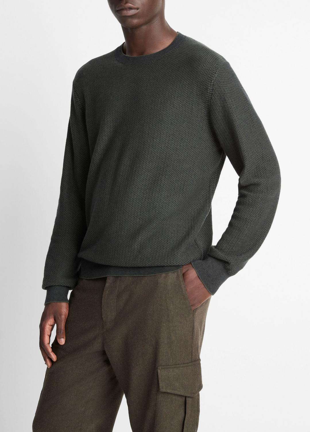 Geo-Jacquard Wool-Blend Crew Neck Sweater in Crew Neck | VINCE Men