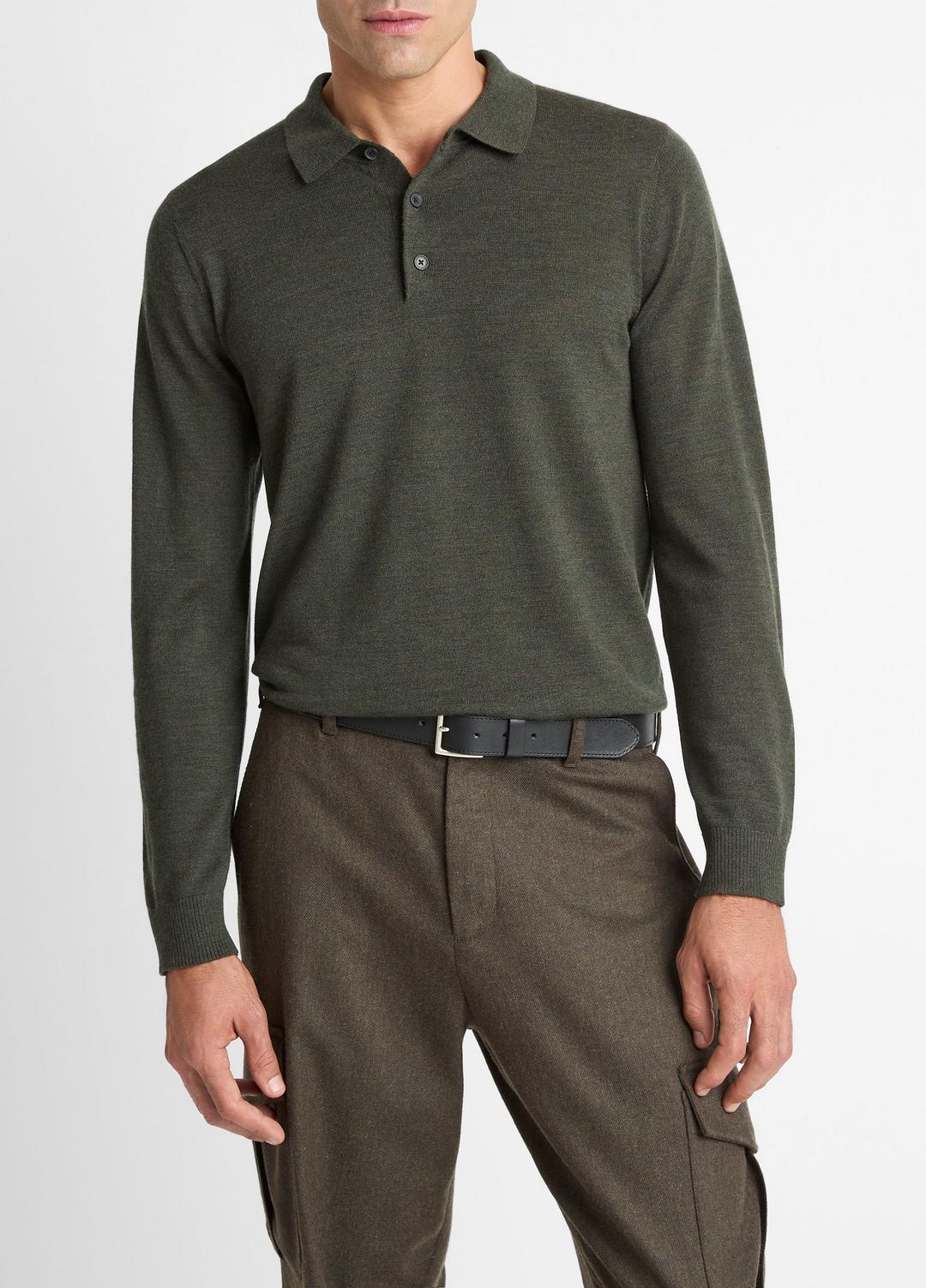 Wool Polo Sweater in Sweaters | VINCE Men