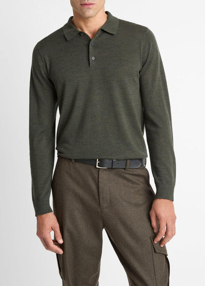 Wool Polo Sweater in Sweaters | VINCE Men
