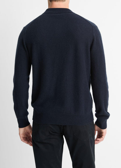 Plush Cashmere Johnny-Collar Polo in Sweaters | VINCE Men