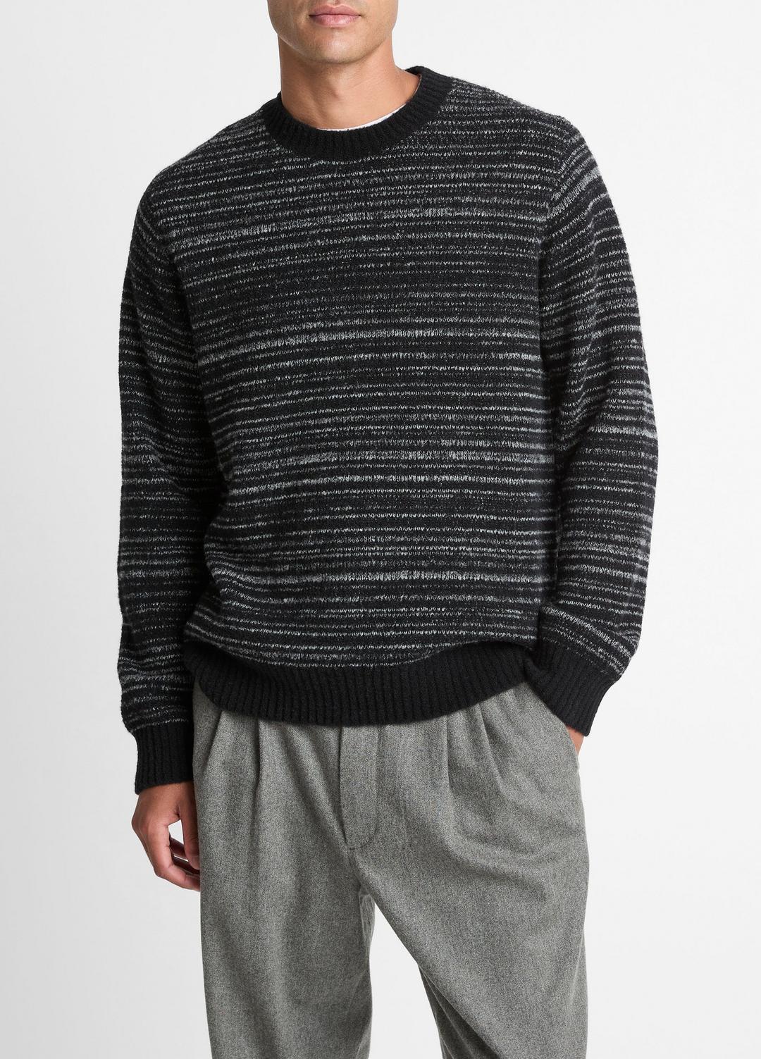 Marled Stripe Merino Wool-Blend Sweater in Crew Neck | VINCE Men