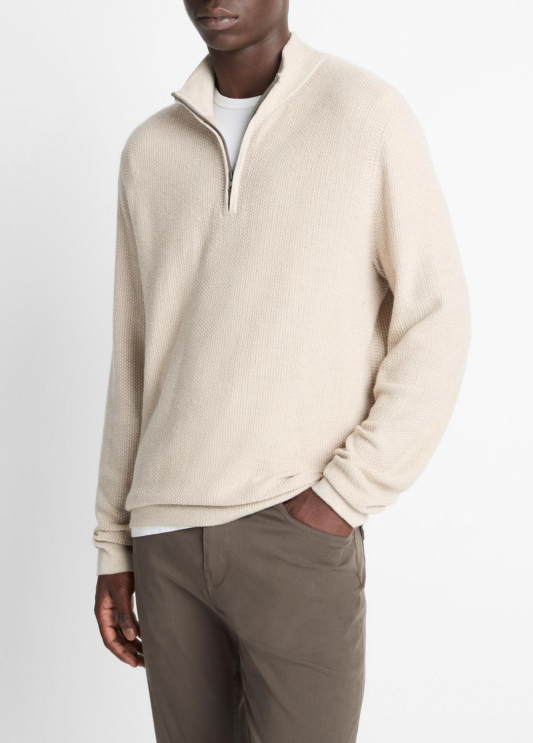 Geo-Jacquard Wool-Blend Quarter-Zip Sweater in Quarter Zip | VINCE Men