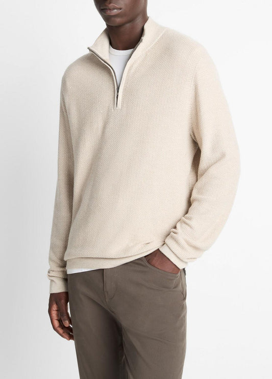 Geo-Jacquard Wool-Blend Quarter-Zip Sweater in Quarter Zip | VINCE Men