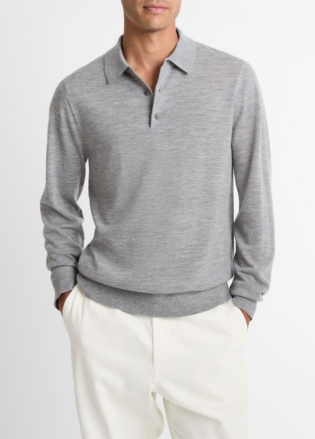 Wool Polo Sweater in Sweaters | VINCE Men