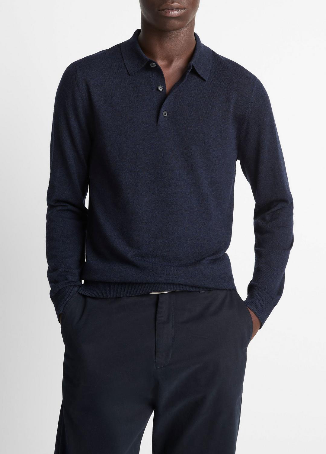 Wool Polo Sweater in Sweaters | VINCE Men
