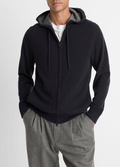 Cashmere Zip-Front Hoodie in Cashmere | VINCE Men