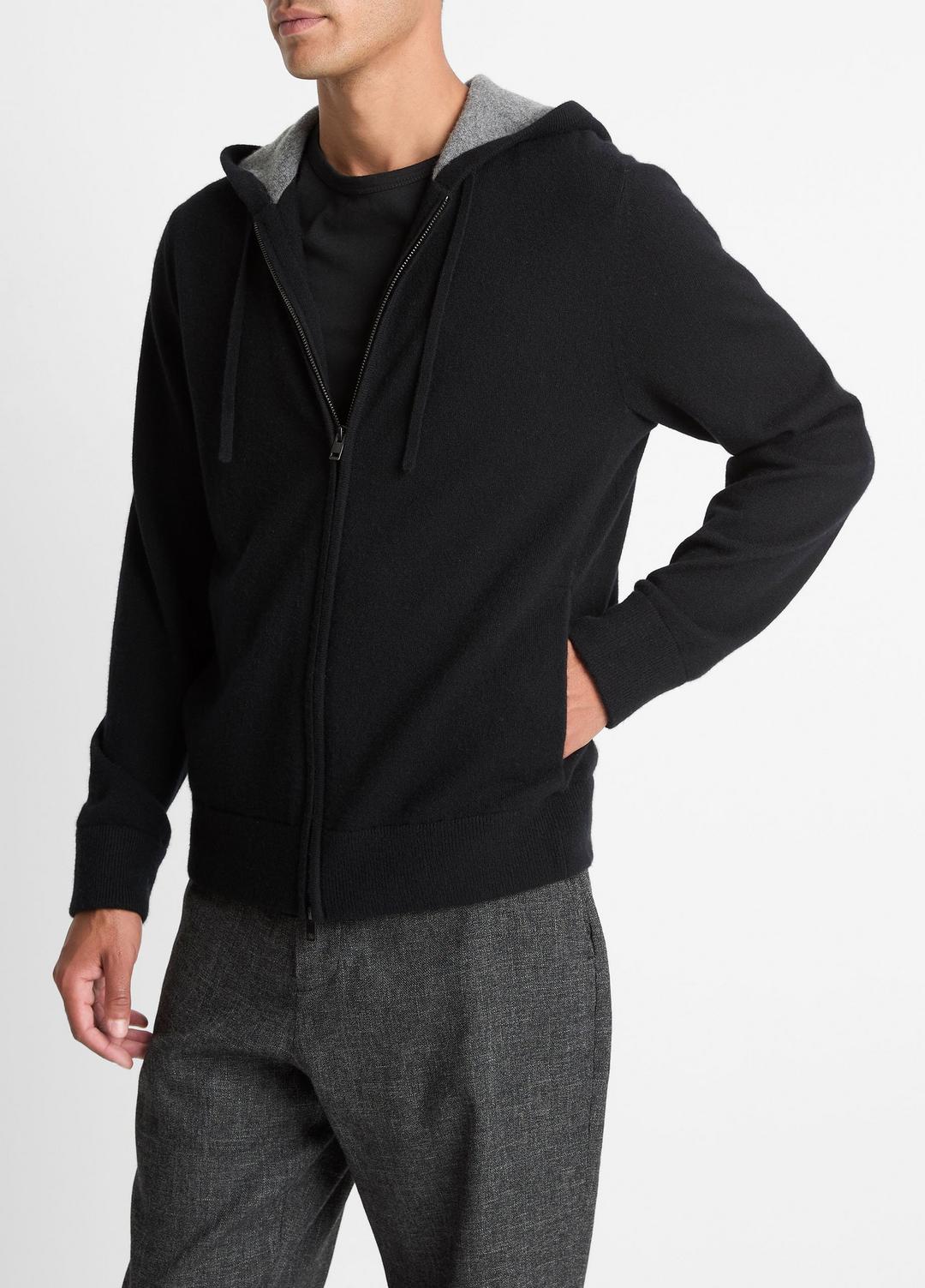 Cashmere Zip-Front Hoodie in Cashmere | VINCE Men