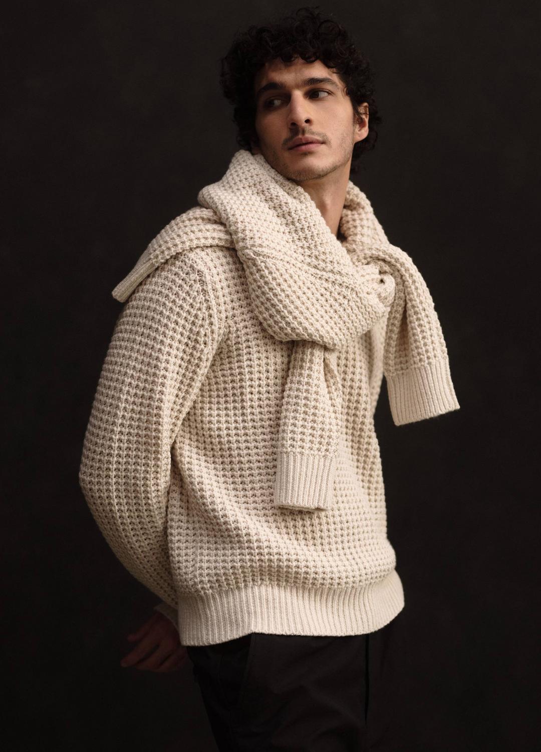 Macro-Waffle Crew Neck Sweater in Crew Neck | VINCE Men