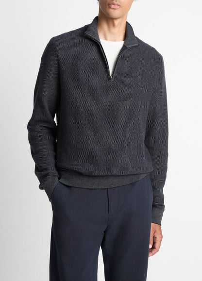Geo-Jacquard Wool-Blend Quarter-Zip Sweater in Quarter Zip | VINCE Men