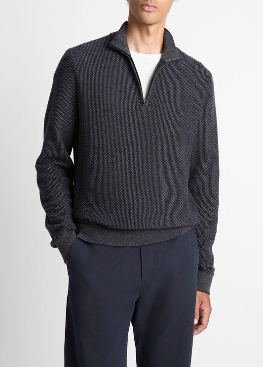 Geo-Jacquard Wool-Blend Quarter-Zip Sweater in Quarter Zip | VINCE Men