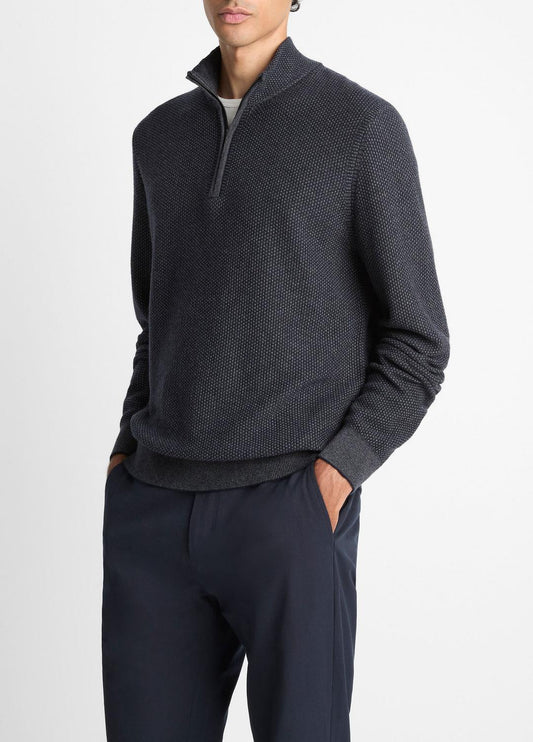 Geo-Jacquard Wool-Blend Quarter-Zip Sweater in Quarter Zip | VINCE Men