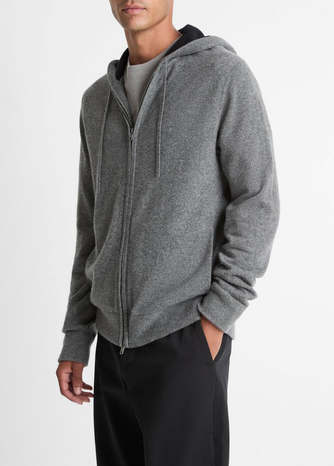 Cashmere Zip-Front Hoodie in Cashmere | VINCE Men
