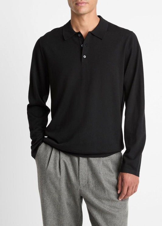 Wool Polo Sweater in Sweaters | VINCE Men