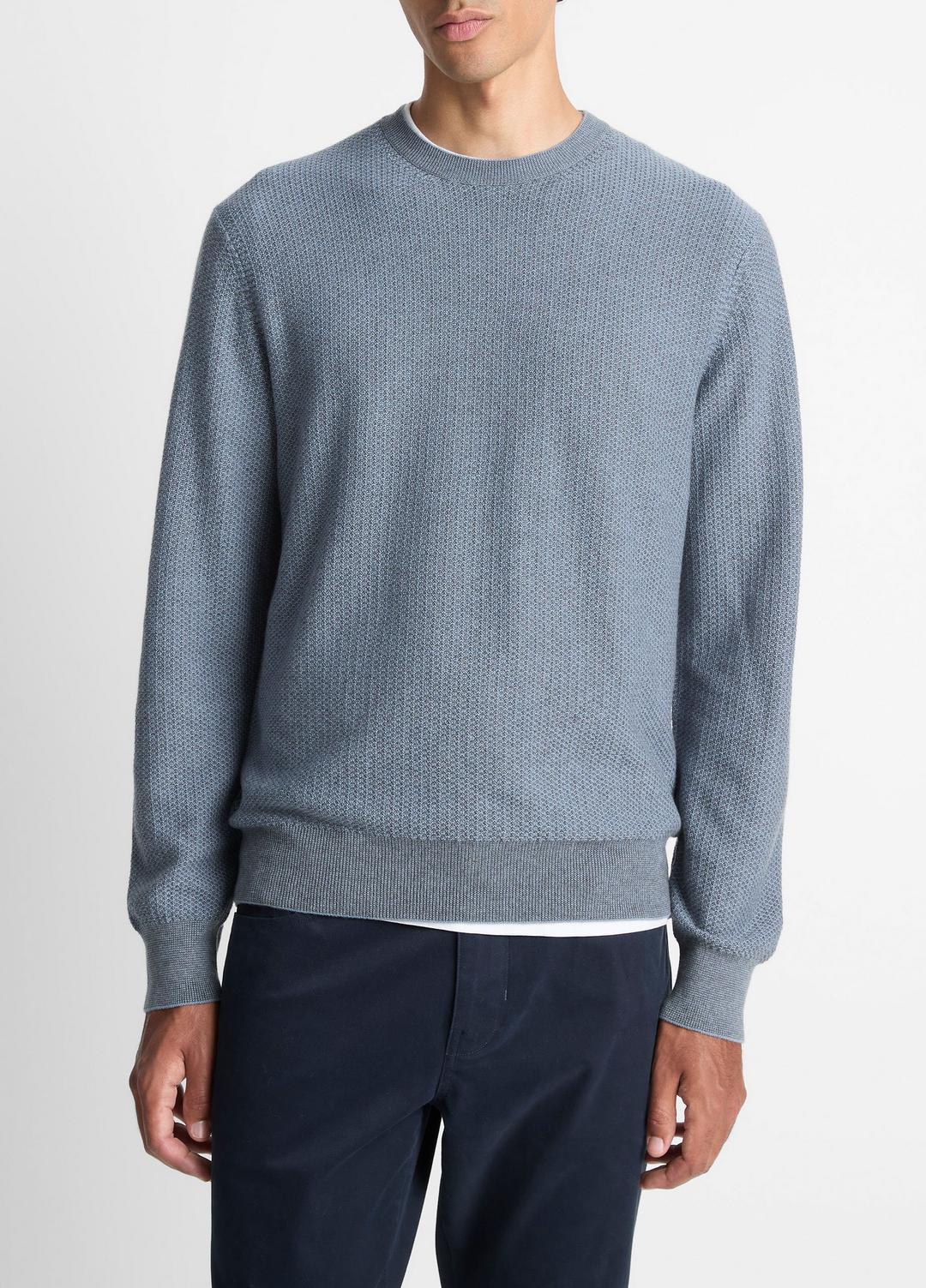 Geo-Jacquard Wool-Blend Crew Neck Sweater in Crew Neck | VINCE Men
