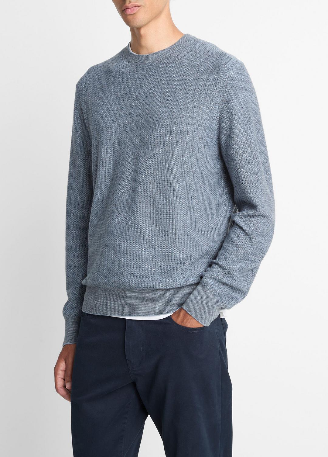 Geo-Jacquard Wool-Blend Crew Neck Sweater in Crew Neck | VINCE Men