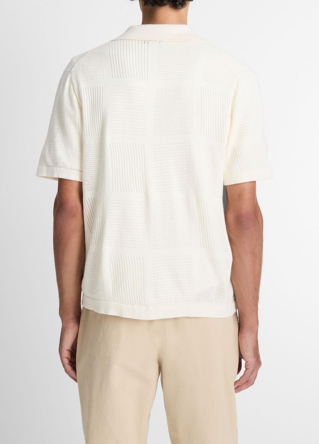 Patchwork Pointelle Short-Sleeve Shirt in Short Sleeve | VINCE Men