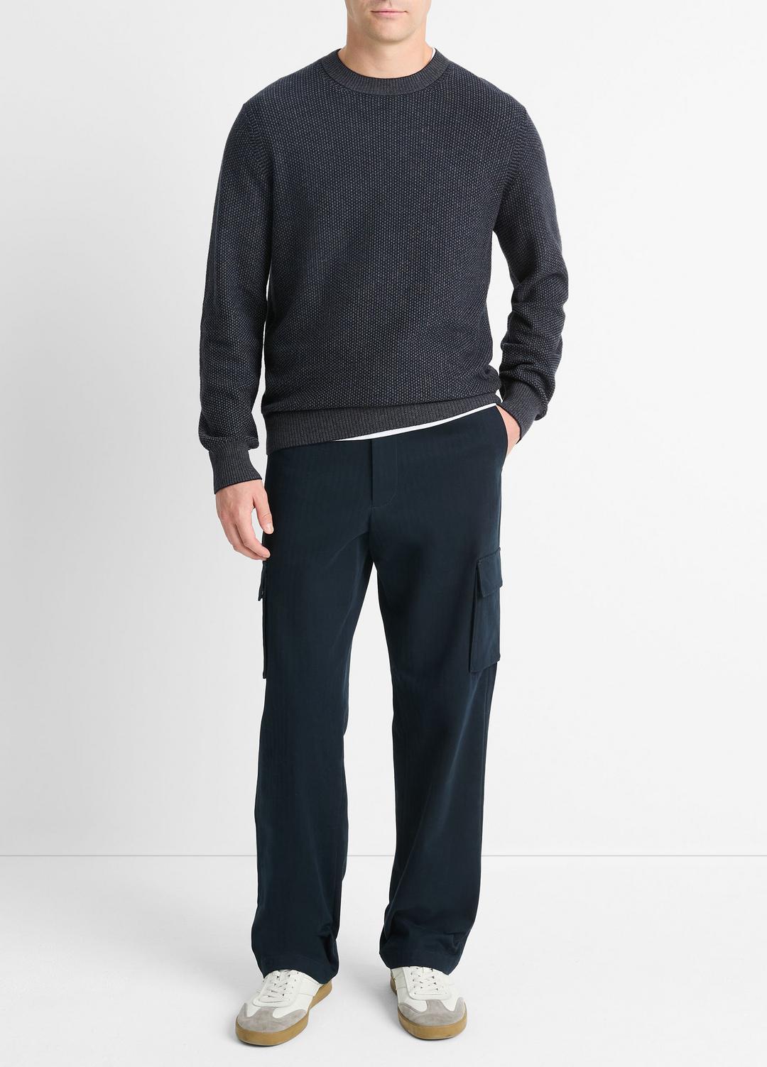 Geo-Jacquard Wool-Blend Crew Neck Sweater in Crew Neck | VINCE Men