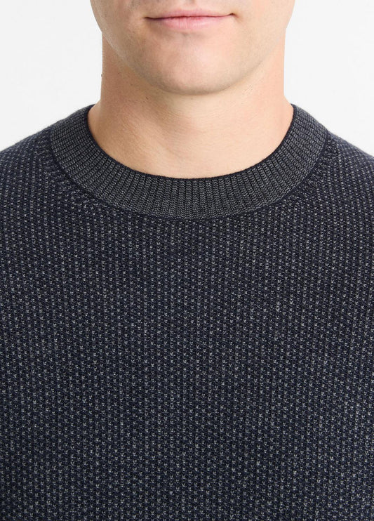 Geo-Jacquard Wool-Blend Crew Neck Sweater in Crew Neck | VINCE Men