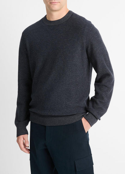 Geo-Jacquard Wool-Blend Crew Neck Sweater in Crew Neck | VINCE Men