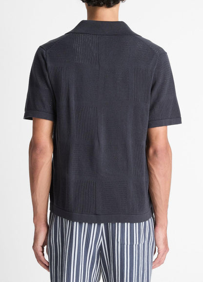 Patchwork Pointelle Short-Sleeve Shirt in Short Sleeve | VINCE Men