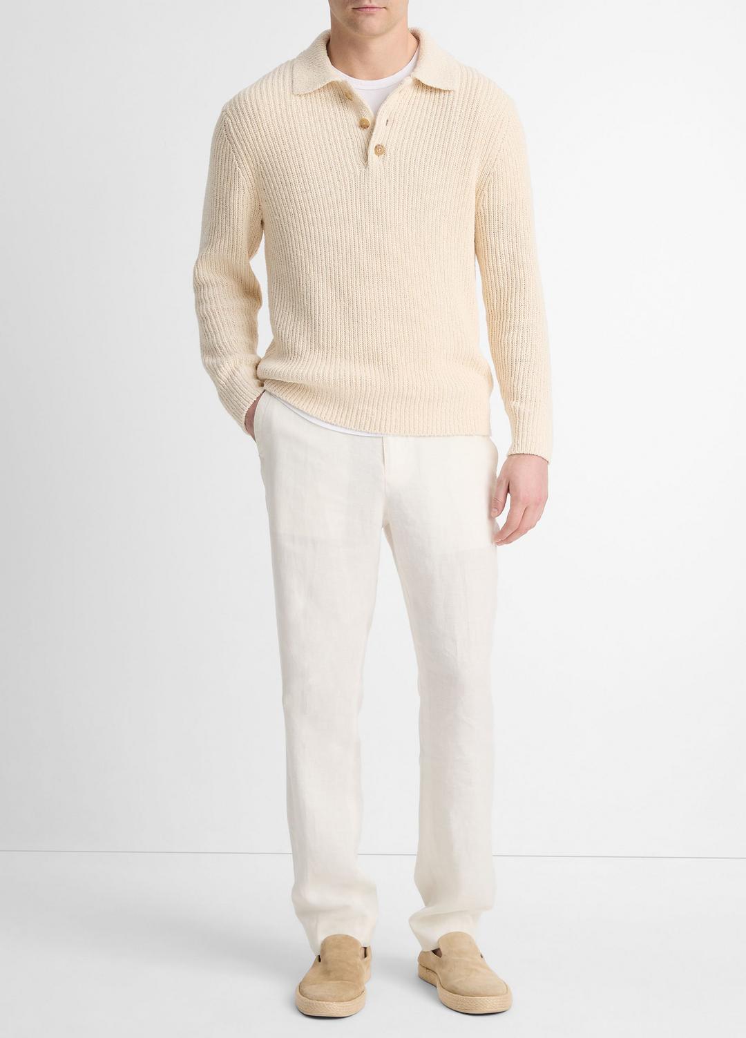Shaker Italian Cotton-Blend Polo Sweater in Sweaters | VINCE Men