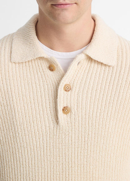 Shaker Italian Cotton-Blend Polo Sweater in Sweaters | VINCE Men