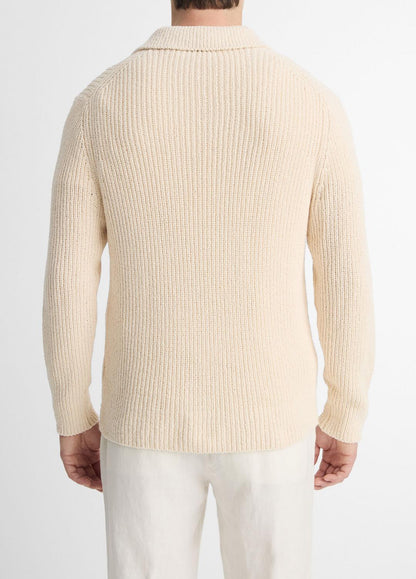 Shaker Italian Cotton-Blend Polo Sweater in Sweaters | VINCE Men