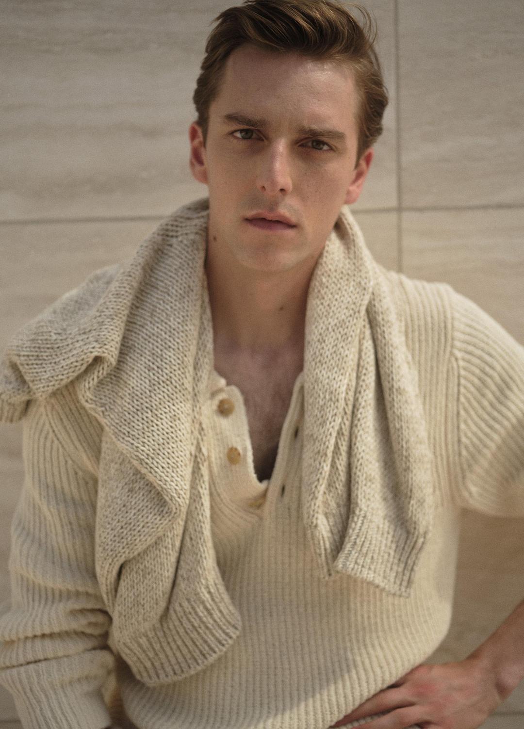 Shaker Italian Cotton-Blend Polo Sweater in Sweaters | VINCE Men