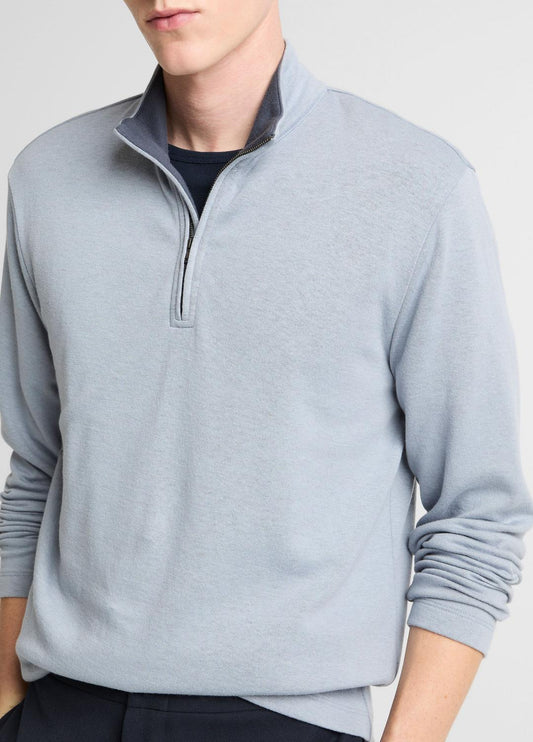 Double-Face Cotton-Blend Quarter-Zip Pullover in Quarter Zip | VINCE Men