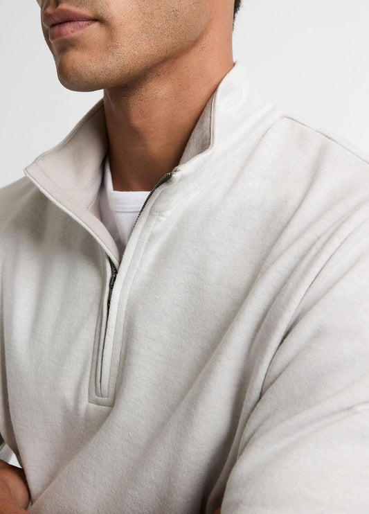 Double-Face Cotton-Blend Quarter-Zip Pullover in Quarter Zip | VINCE Men