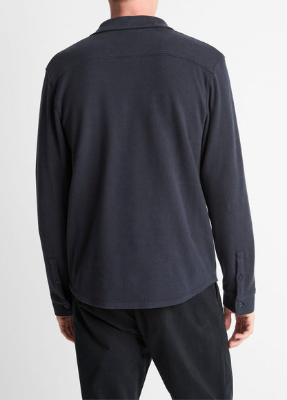 Knit Cotton-Blend Button-Front Shirt in Long Sleeve | VINCE Men