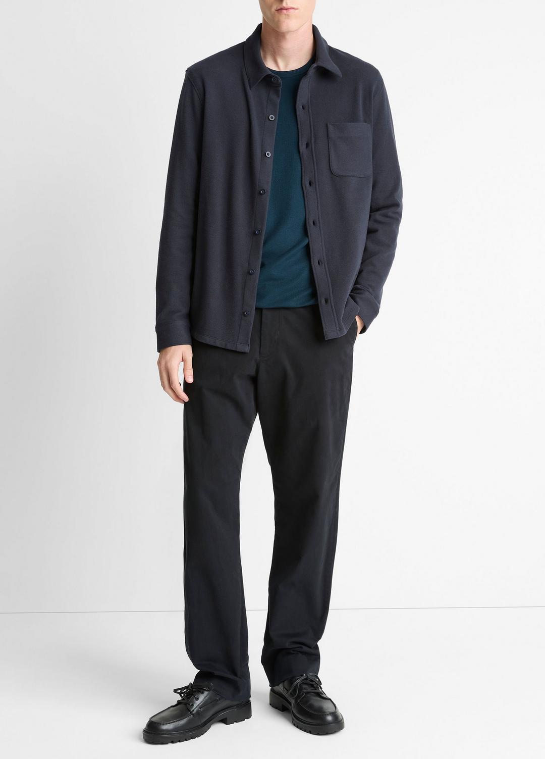 Knit Cotton-Blend Button-Front Shirt in Long Sleeve | VINCE Men