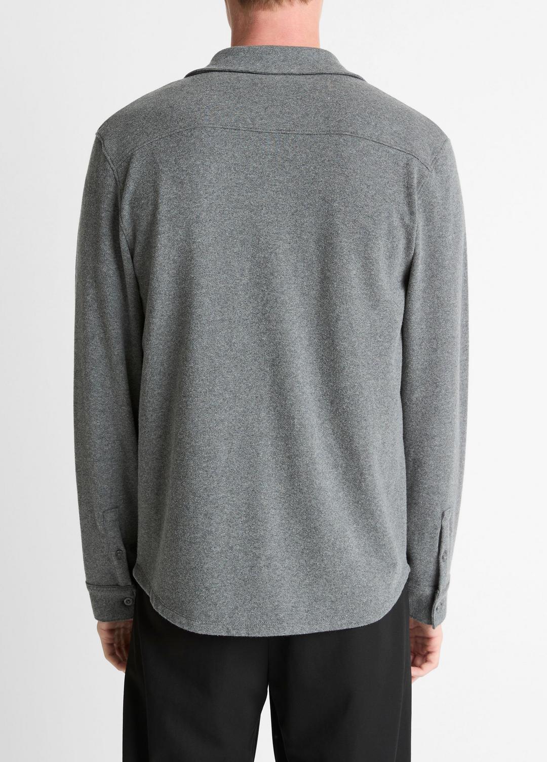 Knit Cotton-Blend Button-Front Shirt in Long Sleeve | VINCE Men