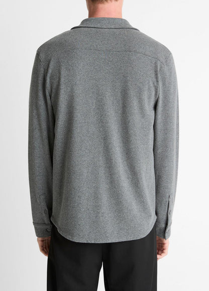 Knit Cotton-Blend Button-Front Shirt in Long Sleeve | VINCE Men