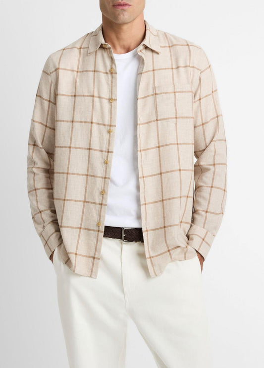 Rockery Plaid Cotton Button-Front Shirt in Long Sleeve | VINCE Men