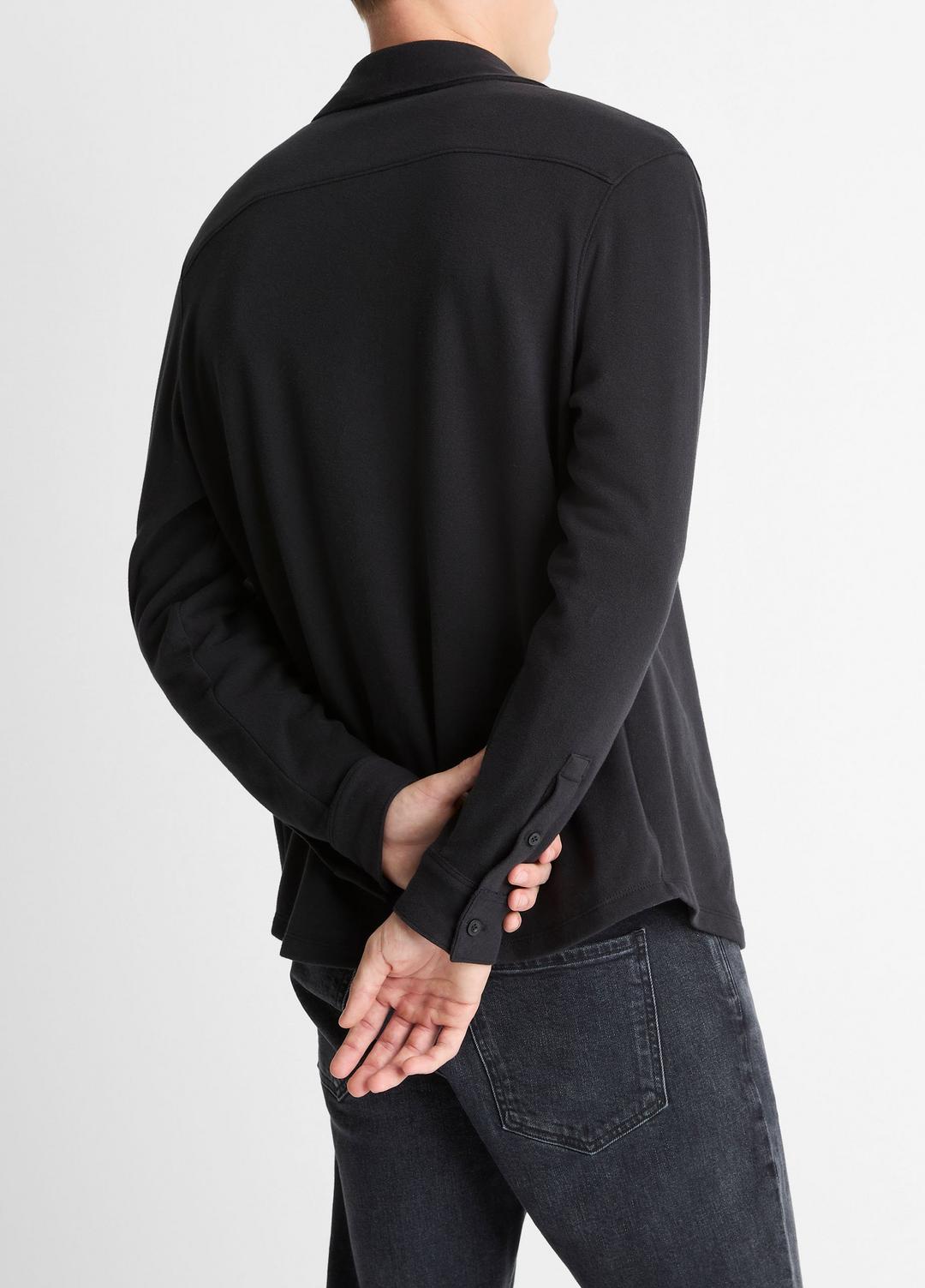 Knit Cotton-Blend Button-Front Shirt in Long Sleeve | VINCE Men